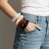 Bohemian Rivet Bracelet Resin Chunky Bangle Exaggerated Retro Hand Ring Lady Girls