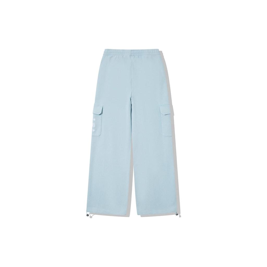 Li Ning X Pleasures Collaboration Solid Color Multi-Pocket Straight Leg Loose Knit Sports Pants Women Pants Forget-Me-Not-Blue AKLTB52-2