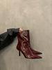 Patent Leather High Heel Women Ankle Boots Fashion Pointed Toe Autumn Winter Ladies Elegant Mordern Short Booties 2025