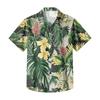Casual losvallend herenshirt met korte mouwen, tropische bloemenprint, knoopsluiting, voor zomer, strand, buiten