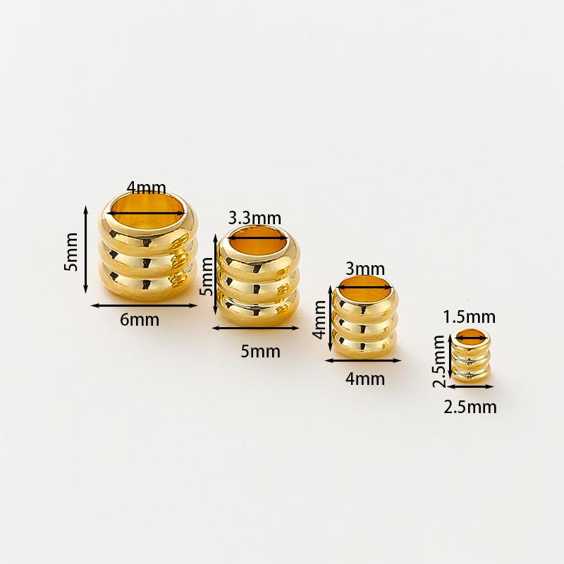 20 30 50pcs/lot 14K 18K Gold Plated Cylinder Charm Metal Beads Loose Spacer Beads For Bracelet DIY Jewelry Making Accessories