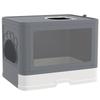 Enclosed Cat Litter Box with Lid, Front Entry, Top Exit, Drawer, Tray, Scoop, Brush, 48.5 X 38 X 36.5cm - Grey