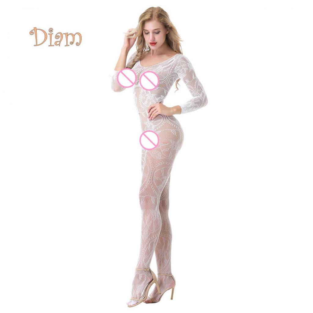 Acadele Femei Hot Sexy See-through Crotchless Off Umeri Neted Bodystocking Lenjerie de noapte