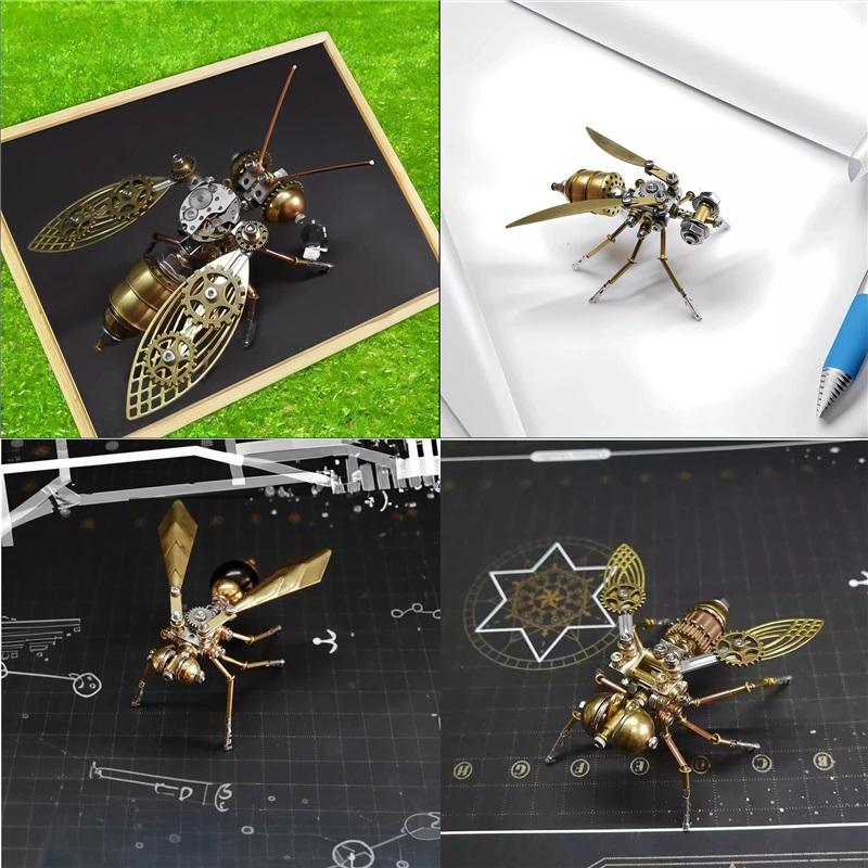 Biene & Wespe 3D Metallpuzzle - Künstlerisches Insektenmodell, Herausforderndes Handgefertigtes Geschenk für Heimdekoration oder Schreibtischzubehör