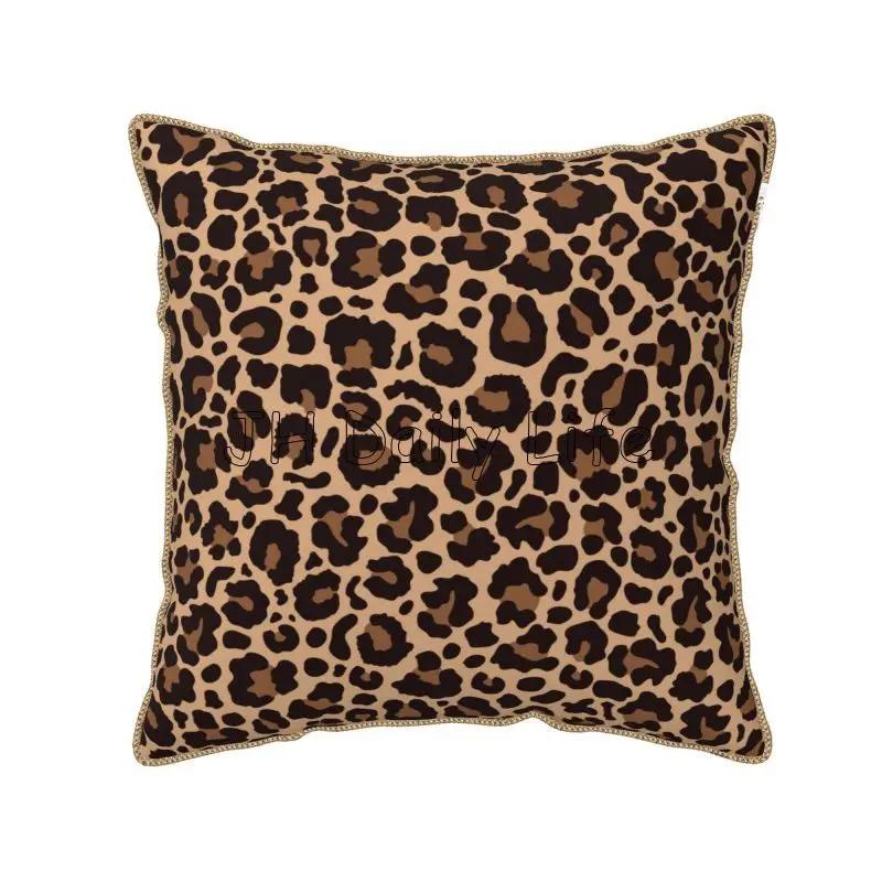 Federa Cuscino Morbida in Velluto Finta Pelliccia Stampa Leopardo 45x45 cm Marrone Nero Federa Cuscino Ghepardo per Divano Letto Camera da Letto Casa