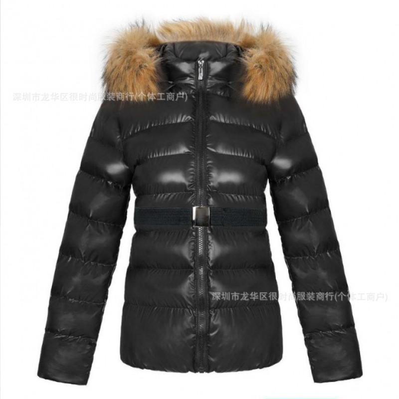 2026 Winter Womens Slim Fit Padded Hooded Coat With Raccoon Fur Trim