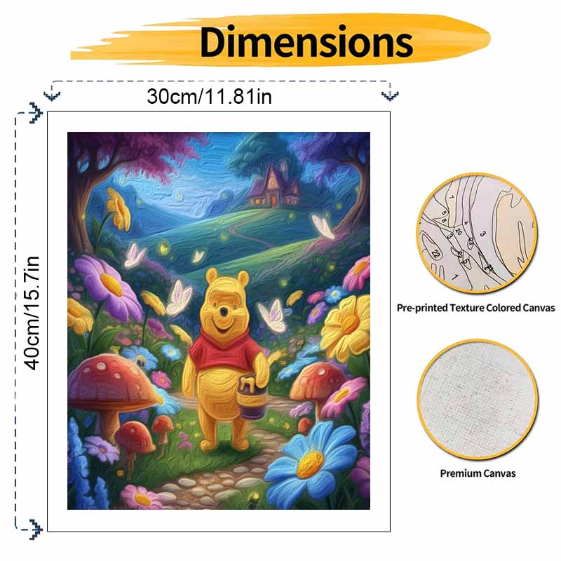 Disney Winnie the Pooh Oil Paint Art Painting Kit Home Wall Decor Handmade Gift Relaxing Landscape Floral Garden Bee Honey Creative Art