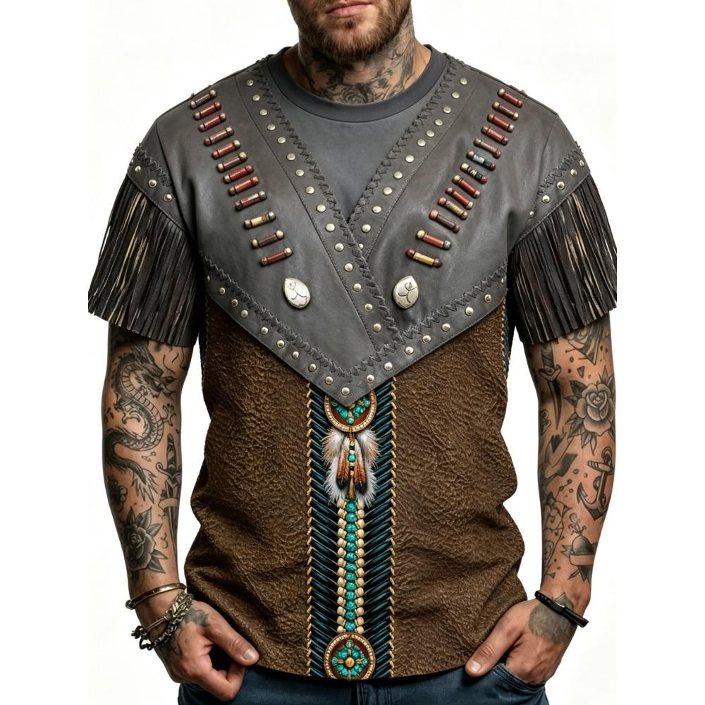 Summer Creative Ethnic Style Pattern 3D Print Loose Short Sleeve T-shirt Breathable Men Casual Comfortable Versatile Sports T-shirts