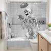 Funny Skull Singing In Bathtub Printed Shower Curtain Rustic Gothic Skeleton For Bathroom Decor