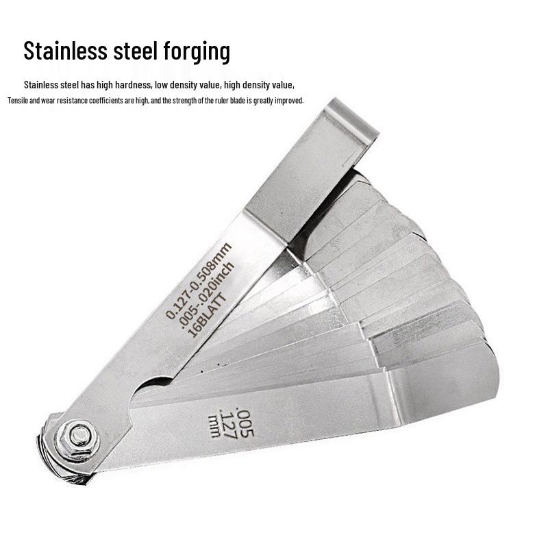 High Precision Stainless Steel Feeler Gauge, 0.127-0.508mm Thickness Measurement