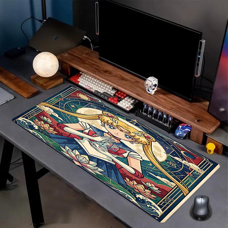 Sailor Moon Print Mouse Pad, Anti‑Slip Desktop Keyboard Mat, for PC Laptop Gaming Working Daily Use, Cool Festival Surprise Gift