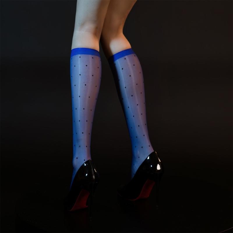 Vintage Dot Pattern Shimmery Silky Sheer Long Socks Fashionable Sexy Shinning Oil Stockings for Women Club Party Hosiery