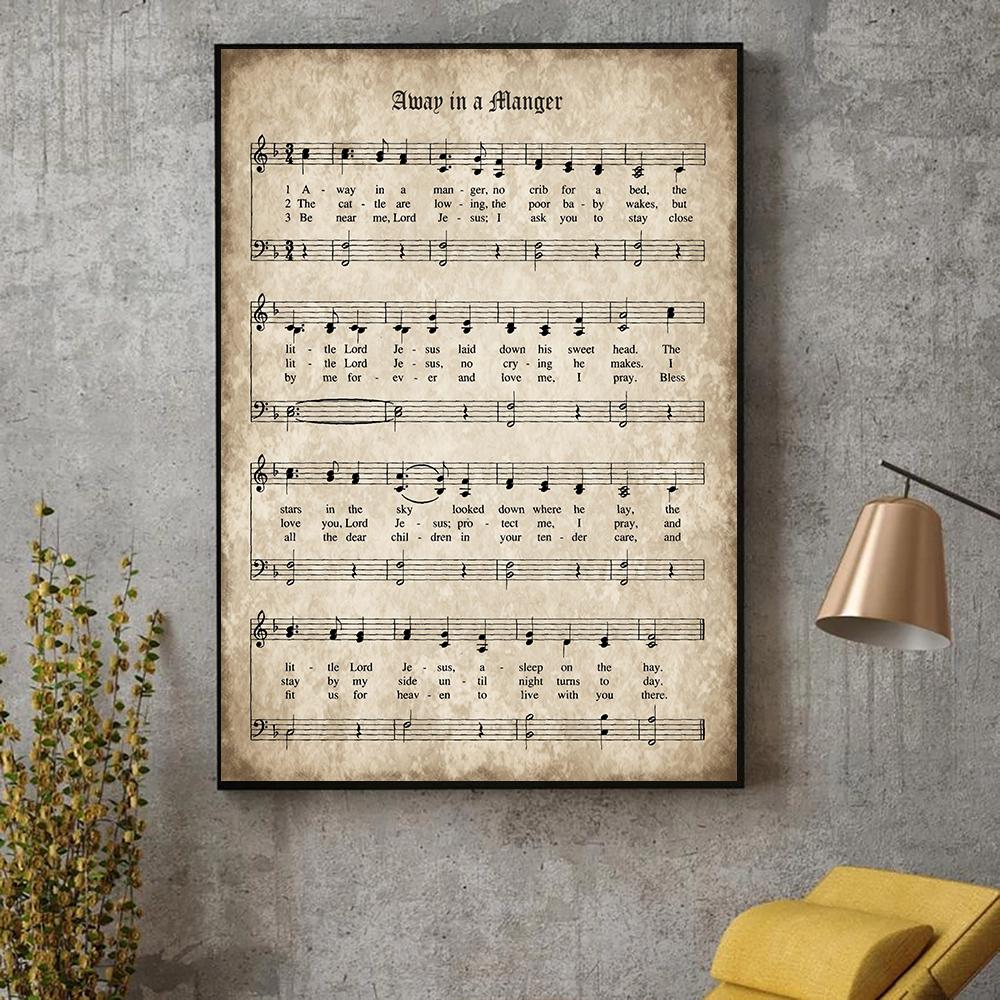 Vintage Christmas Carols Canvas Painting Retro Sheet Music Posters And Prints for Living Room Wall Art Decoration Cuadros