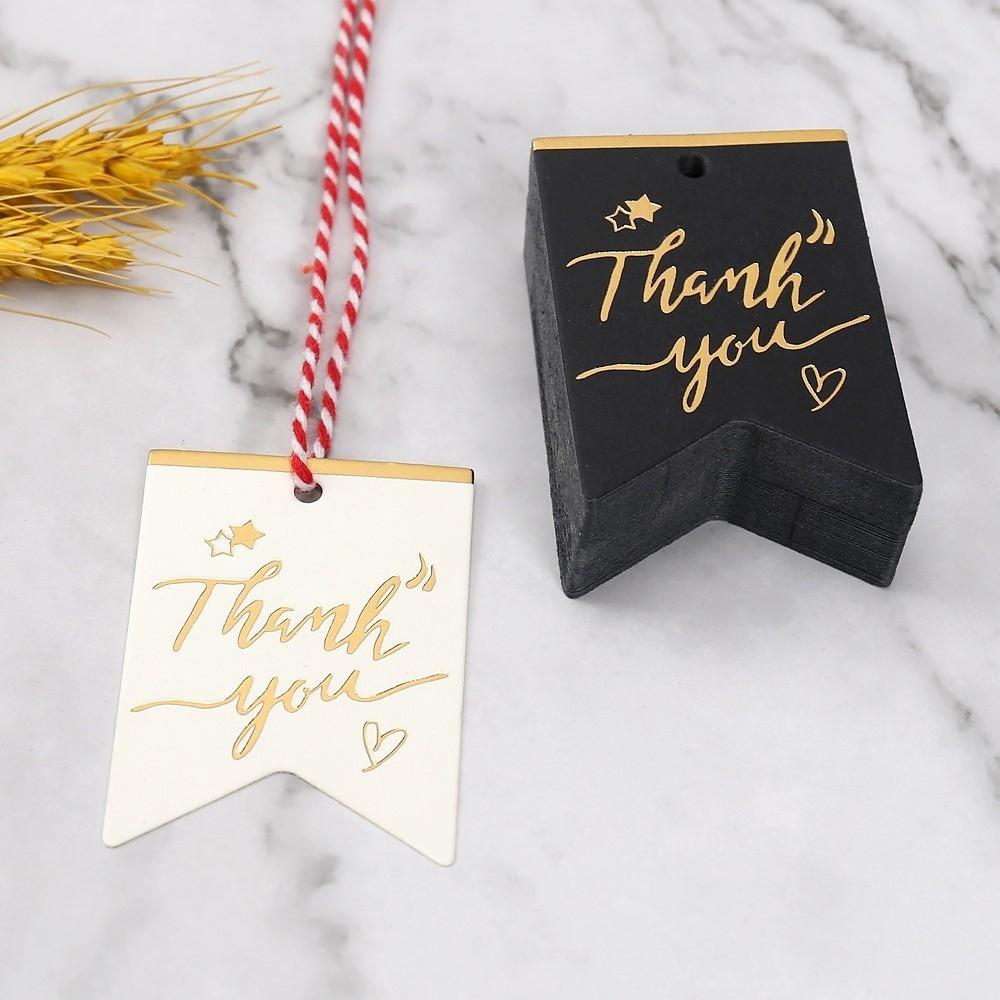 100pcs Black White Paper Thank You Tags Handmade Gift Tags Packing Labels  Party Label Stickers