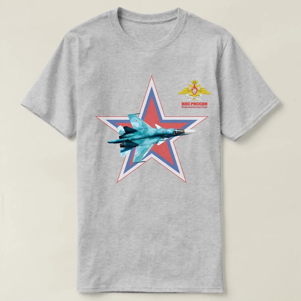 Russian Air Force Emblem Su-34 "Fullback" Fighter Bomber T-Shirt 100% Cotton O-Neck Short Sleeve Summer Casual Mens T-shirt