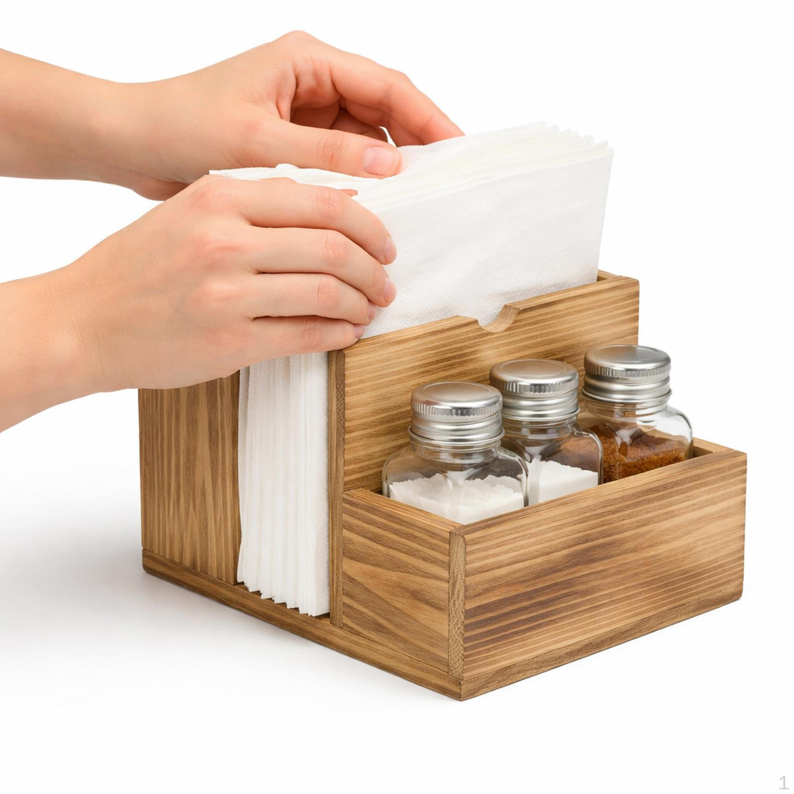 Silverware Holder Napkin Wooden Compact Flatware Utensil Stand Organizer for Home Restaurant
