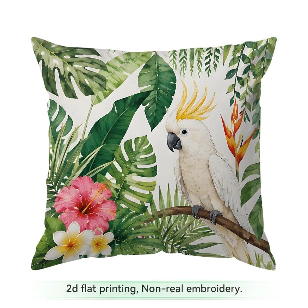 1pcs/4pcs Tropical Parrot Plant Cushions Pillowcase Polyester Cushion Cover Throw Pillow Pillowcover Home Car Sofa Decor
