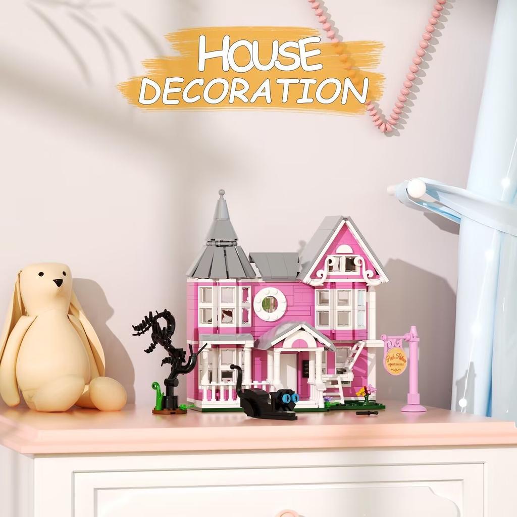 Limited-Time Offer Ghost Mother Figurine Pink Palace Building Block Puzzle Toy - Special Birthday Gift for Girls