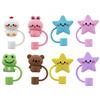 4/8Pcs Reusable Silicone Straw Covers Cap Animals Star Straw Toppers for Tumbler