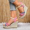 Fashion Denim Cross Strap Wedge Sandals for Women Thick Sole Mix Color Gladiator Shoes Woman 2025 Summer Fashion Chunky Platform Sandals