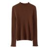 Women's 100% Pure Cashmere Striped Lurex Sweater - Half-High Neck, Long Sleeve Knitwear for Autumn and Winter