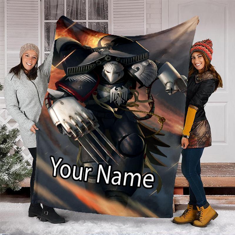 Custom Name Warhammer 40K Theme Printed Blanket - Perfect for Couch, Bed, Travel & Outdoor Use | Machine Washable, Cozy & Durable.