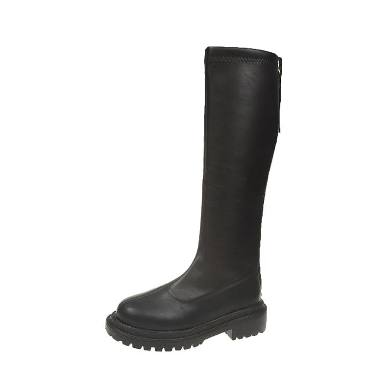 Autumn Winter Women Flats Heel Women Long Boots High Quality Soft Leather Ladies Knight Boots Casual Knee High Boots