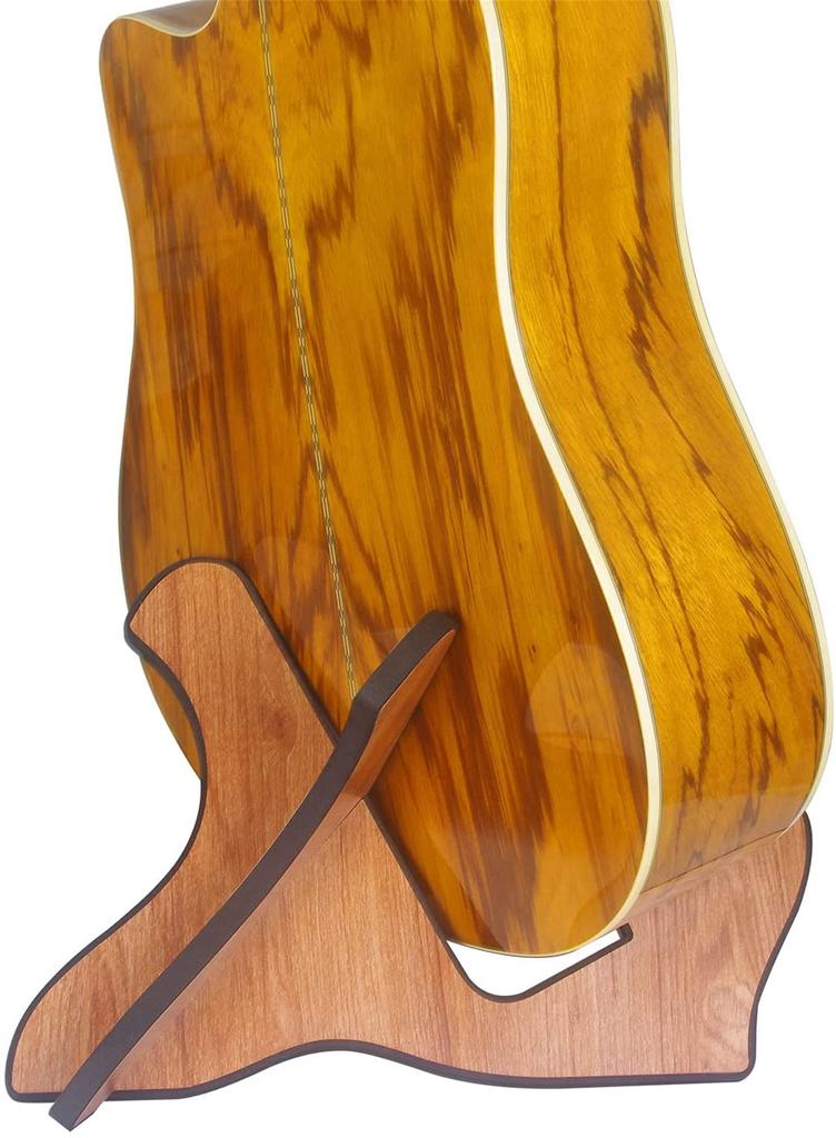 Miwayer Guitar Stand, Thick Wood, Universal 0.12" Soft Leather, Safe, Non-Slip, Portable, with Strings, Wooden Guitar Rack for Acoustic, Classical,