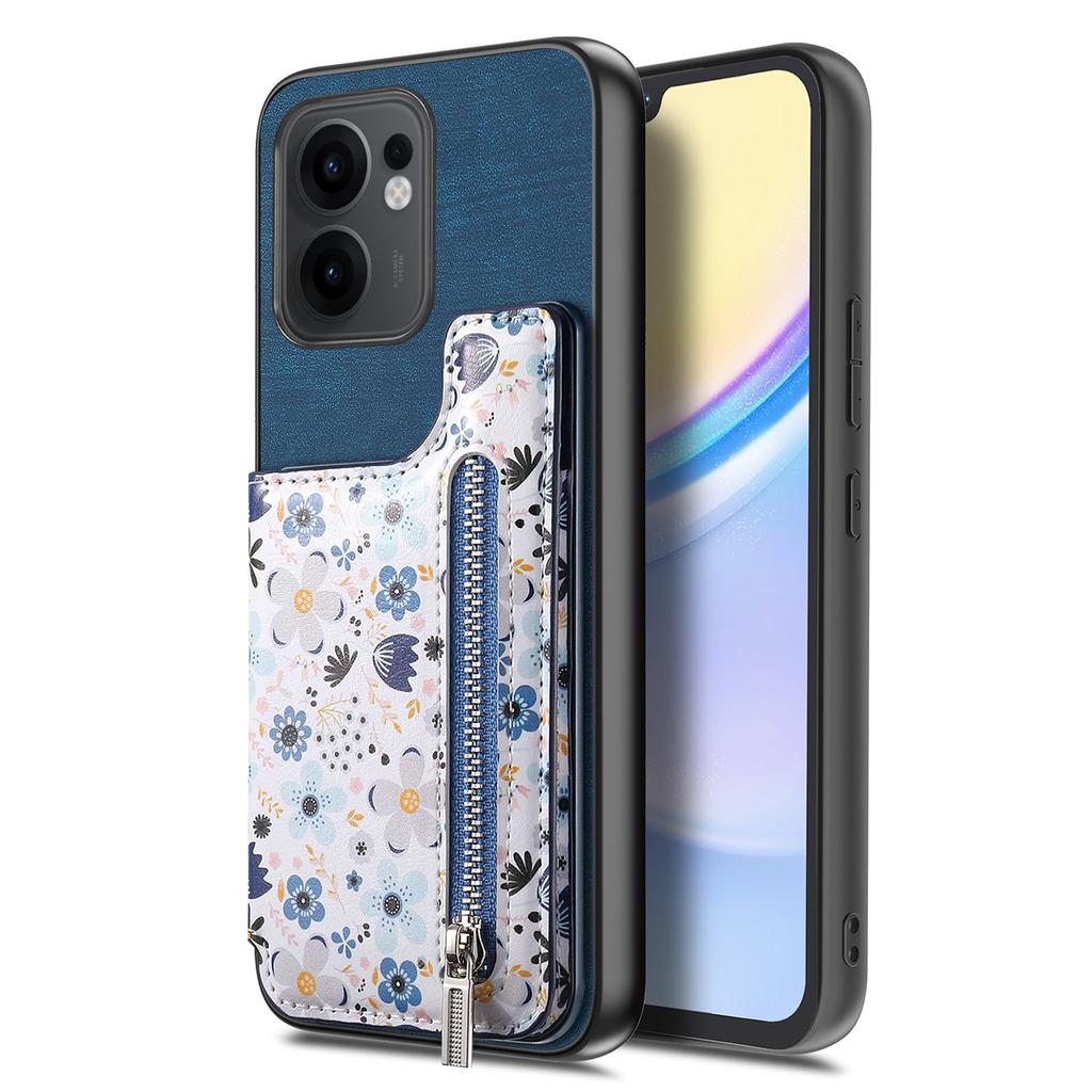 Für Oppo Reno13 F 5G Leder Handyhülle mit RFID-Blockierung Reißverschluss Kartenfach Ständer