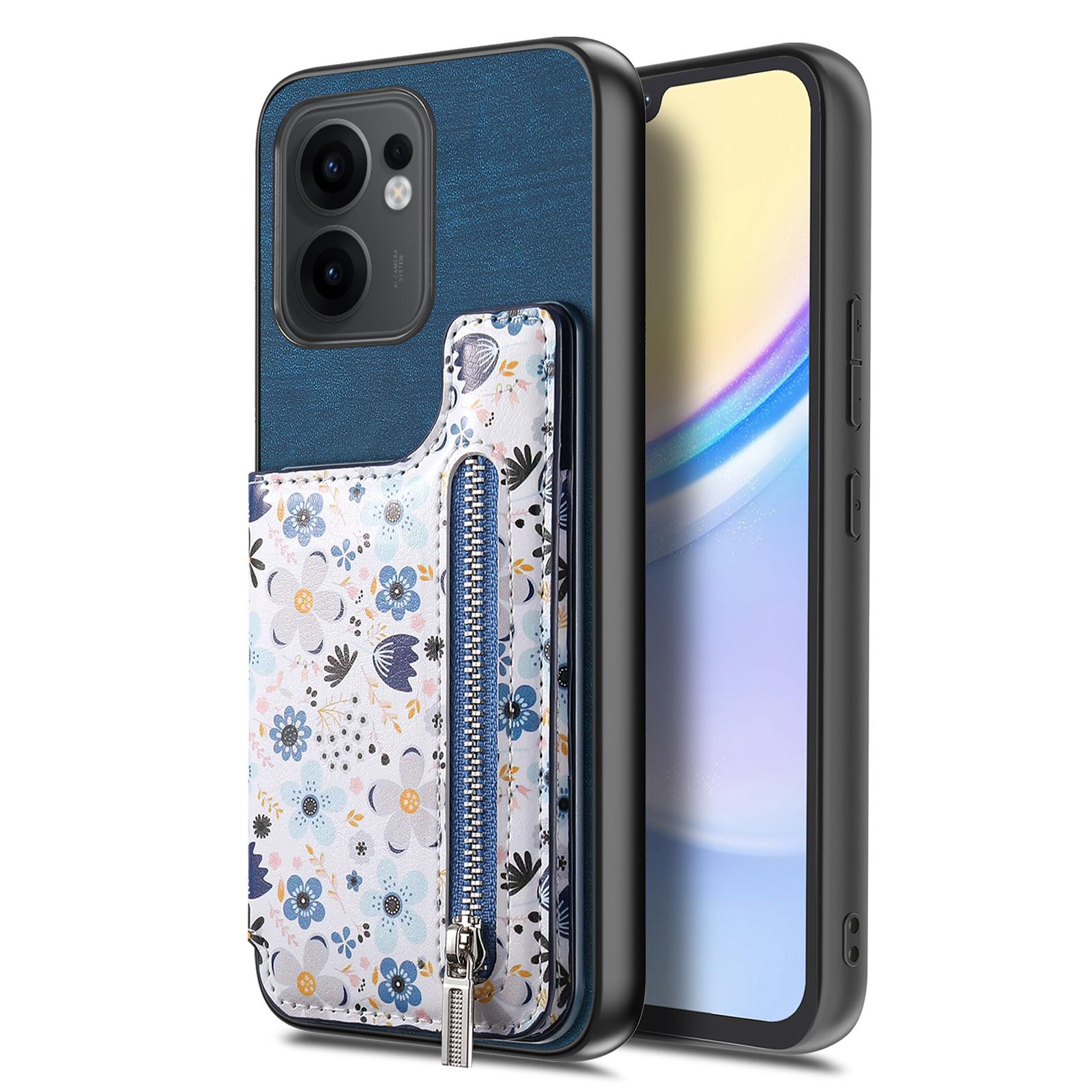 

Для Oppo Reno13 F 5G Шкіряний чохол для телефону з RFID-блокуванням, кишенею для карток на блискавці та підставкою Blue