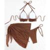 Sexy Bikini Set Plavky Dámské Trojúhelníkové Sestříhané Volánky Tanga Bikini Push Up Bandáž Krycí Oblečení Plážové Oblečení 3dílné Plavky