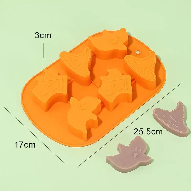 Halloween Scary Pumpkin Silicone Mold Ghost Hat Skull Ice Cube Chocolate Food Baking Tray Mold Cookie Biscuit Cake Baking Mold