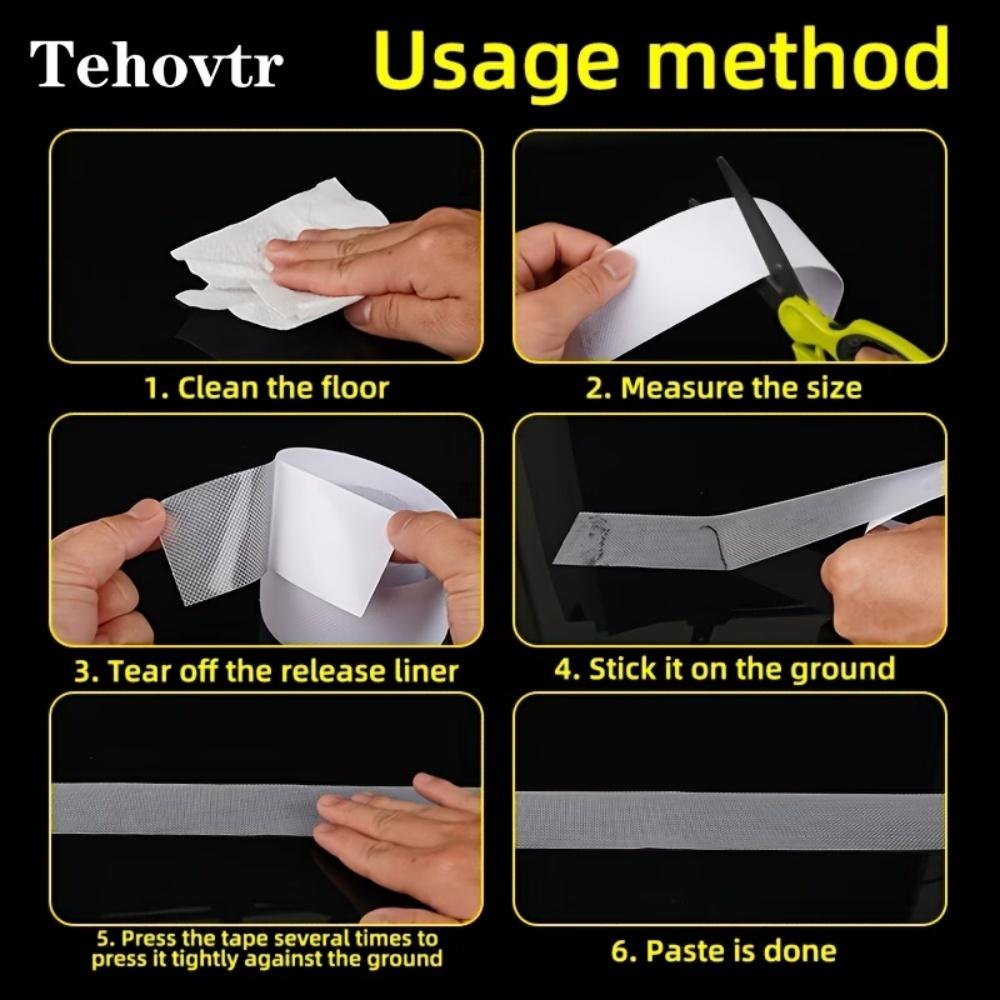 1Roll Anti-Slip Tape, Self-Adhesive Wear-Resistant Non-Skid Transparent Silicone Pad, Grid Pattern Waterproof Anti-Slip Grip