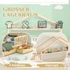 Children's bed in wood color, house bed with drawers, solid wood with slatted frame, pine, youth room, 90x200, natural [OLD SKU:3226890AAW]