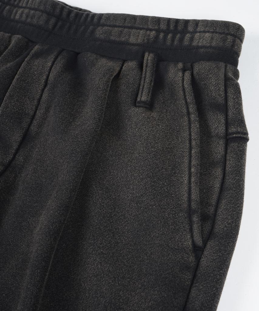 BIRBANTE Garment-Washed Comfort Loose Fit One-Pleat Sweatpants - Charcoal