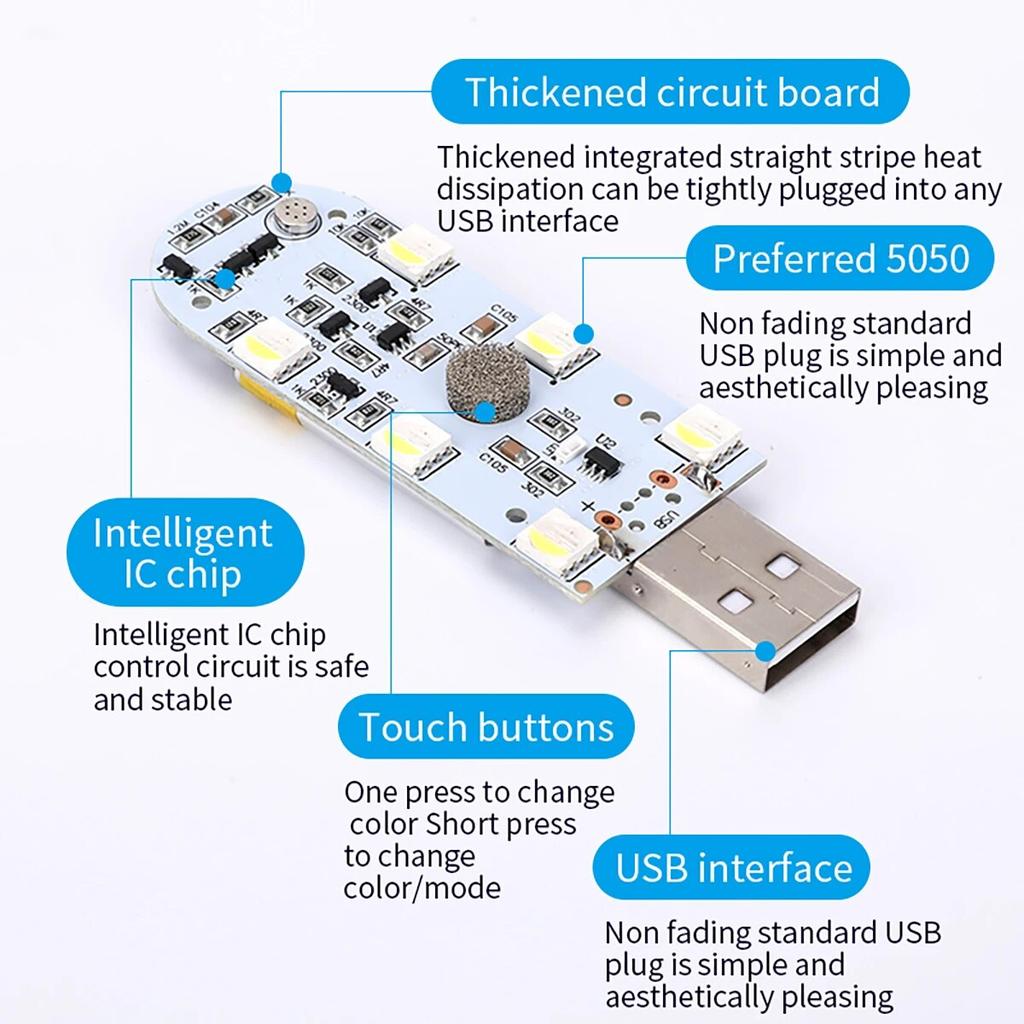 1pcs 9SMD Touch Light USB Sensor Rechargeable Touch LED Lamp Mini Atmosphere Light Car Ambient Party Light Night Light