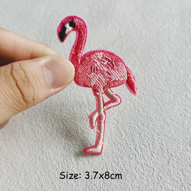 

Нашивка с вышивкой фламинго, термопресс для шитья, аппликация, наклейки на джинсы «сделай сам», наклейки для одежды, Ropa, железные нашивки, значок для шитья 3.7x8cm