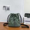 Simple trendy brand small satchel women's lightweight nylon mobile phone bag lazy pleated drawstring messenger bag men's shoulder bag