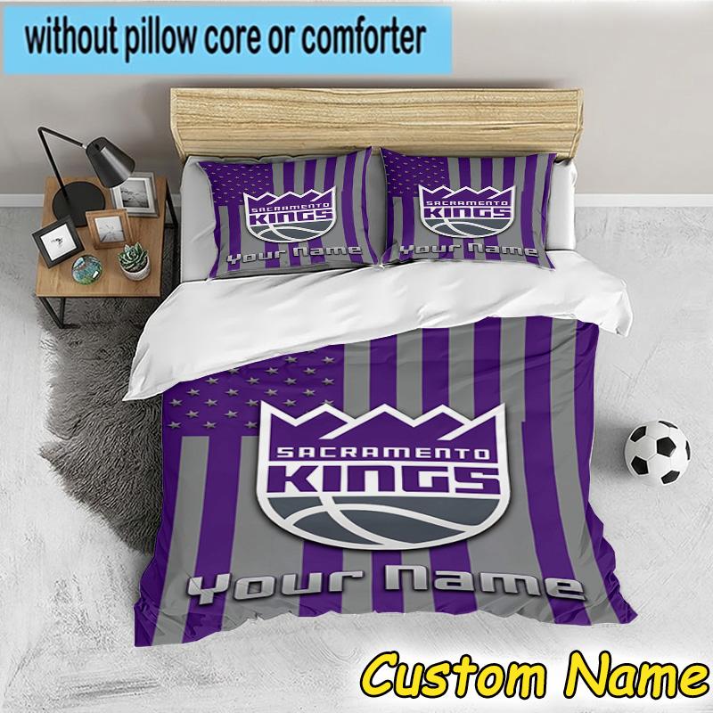 3pcs Custom Name Sacramento Basketball Logo Bedding Set Includes 1 Duvet Cover & 2 Pillowcases for All Seasons Dormitory Home Decor Christmas gifts