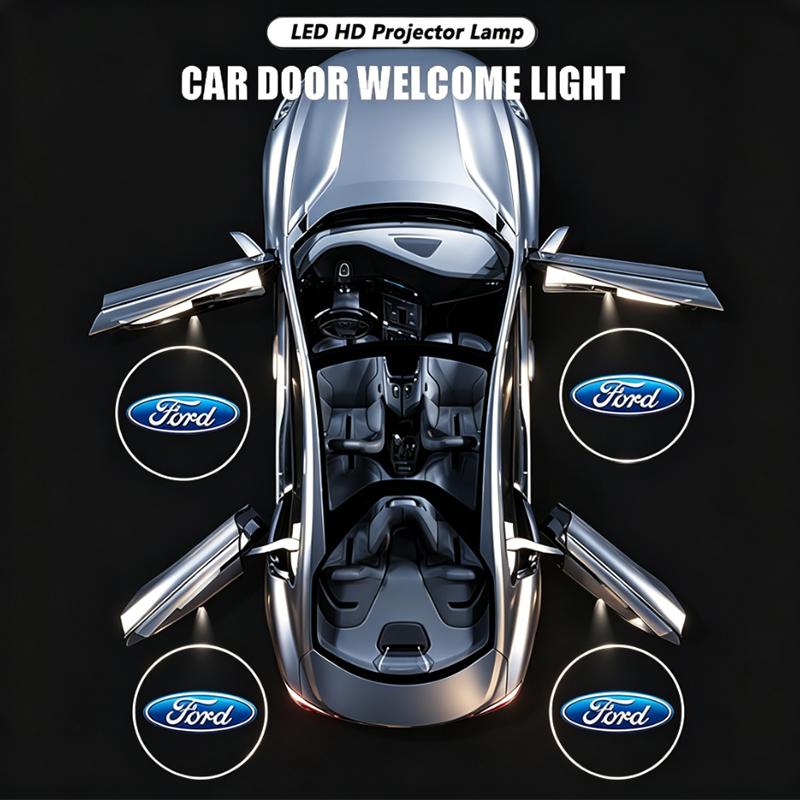 2Pcs LED Car Door Projector Lamps Welcome Lights Accessories For Ford ST Line Focus Mustang Fiesta Puma Ranger Kuga MK7 MAX F150