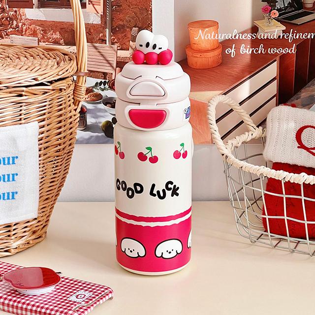 1000ML Thermos Water Cup For Girls Ice Coffee Cup With Handle Straw Tumbler Large Capacity 316 Stainless Steel Insulated Cup