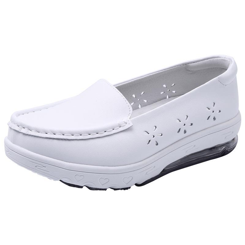 The New Air-cushioned Nurse Shoes for Women Feature Soft Soles Thick Soles Flat Heels and Breathability