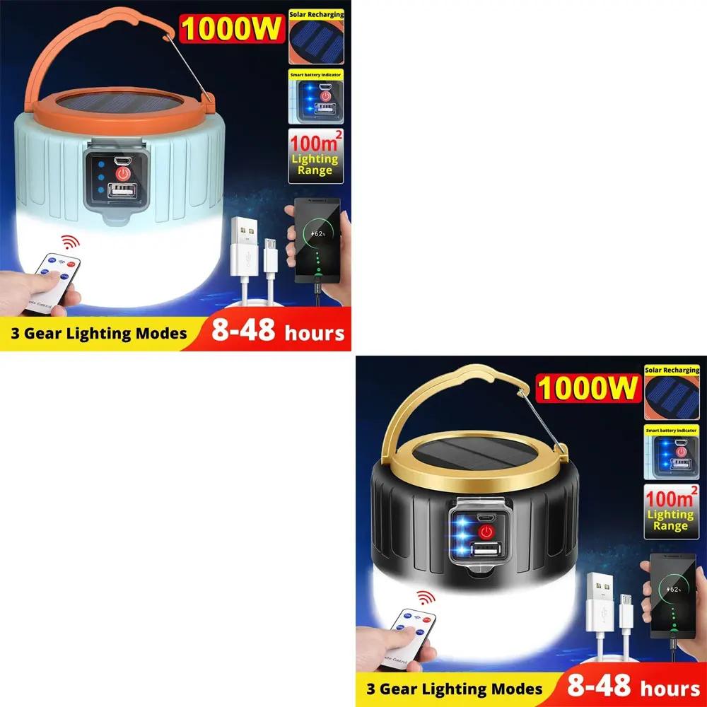 Portable Flashlight Power Bank LED Camping Lanterns with Remote Control Waterproof Outdoor Tent Light Rechargeable Camping Light