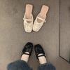 Niche Mesh Premium Baotou Half-drag Sandals Women's Shoes 2025 New Summer Vacation Style French with Evening Shoes