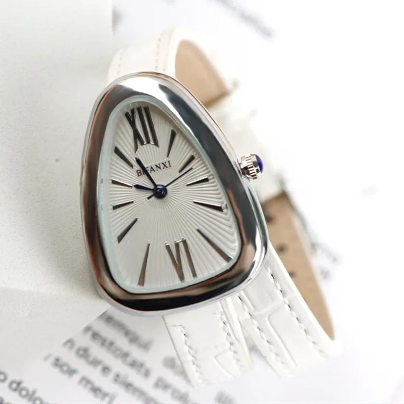 Snake Diamond Shape Quartz Women's Watches White AAA Top Leather Strap Watch Women Luxury Gold Head Design Red Fashion Watches