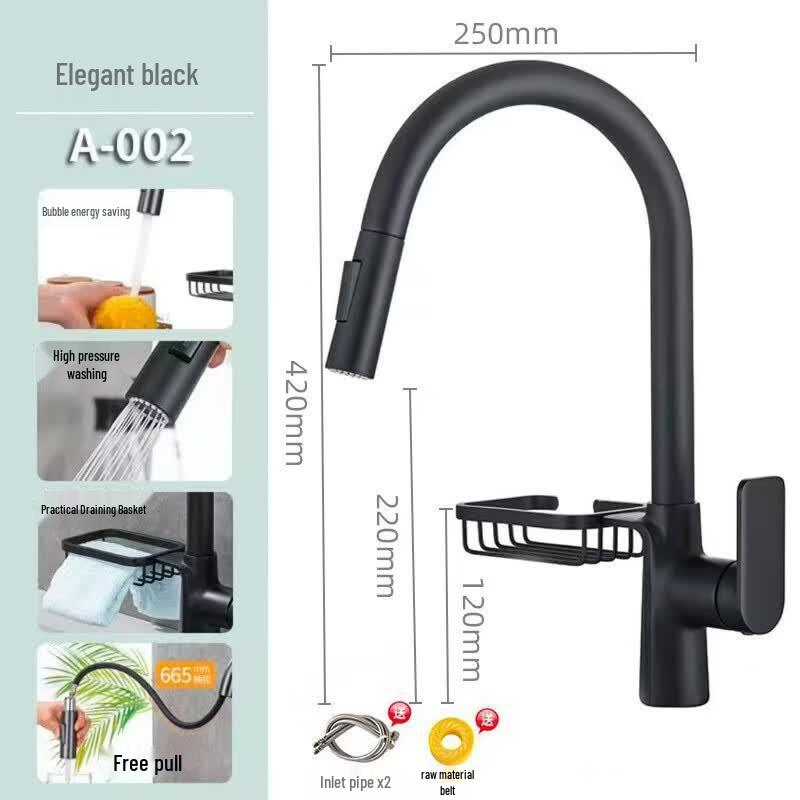 Silver Pull-Out Kitchen Faucet with Swivel Spout