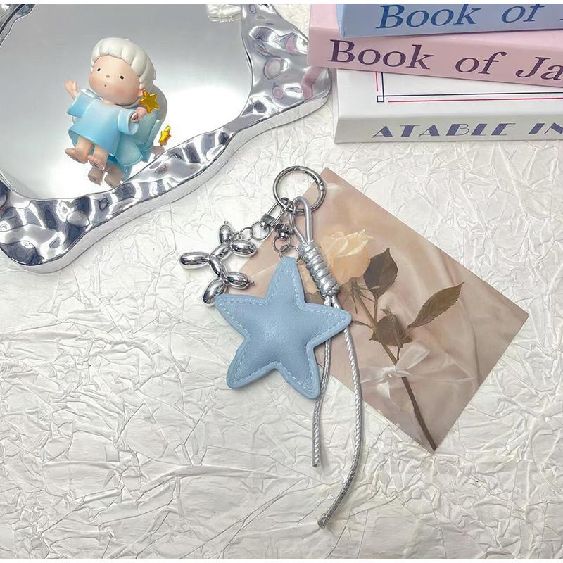 

New Leather Star Bag Pendant Premium Star Puppy Braid Rope Pendant Creative Denim-style Leopard Print Versatile Keychain Pendant