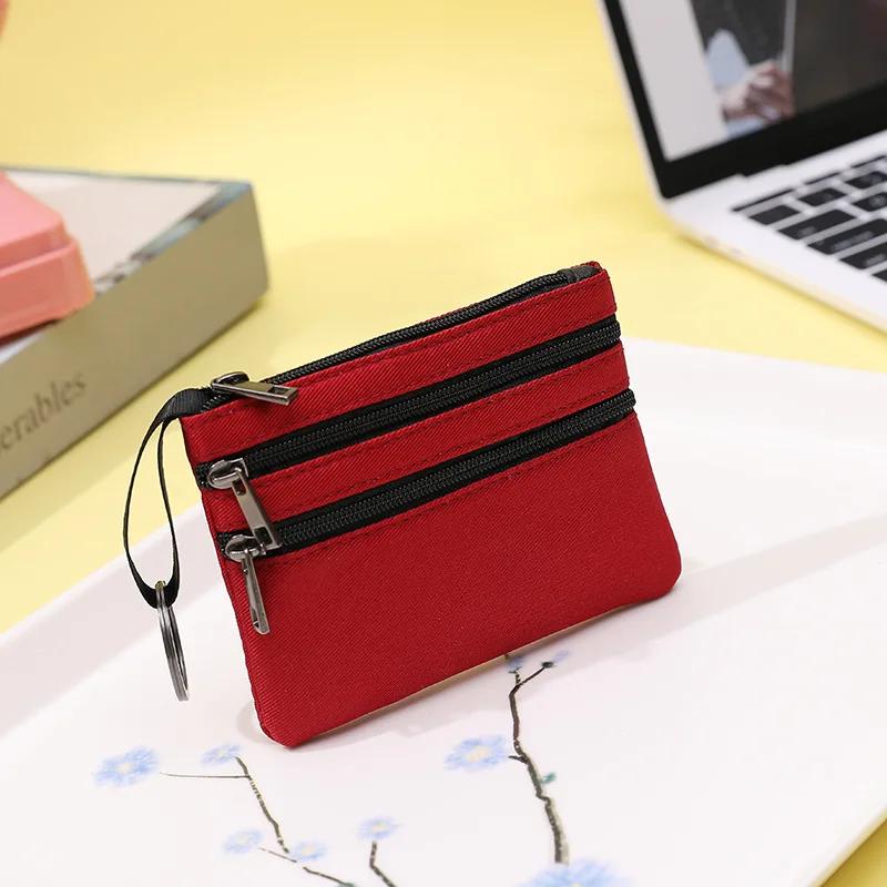 2025 Women's Fabric Coin Purse Multi Pocket Zipper Wallet with Card Slots Plain Color Small Organizer Bag for Cash Coins Cards