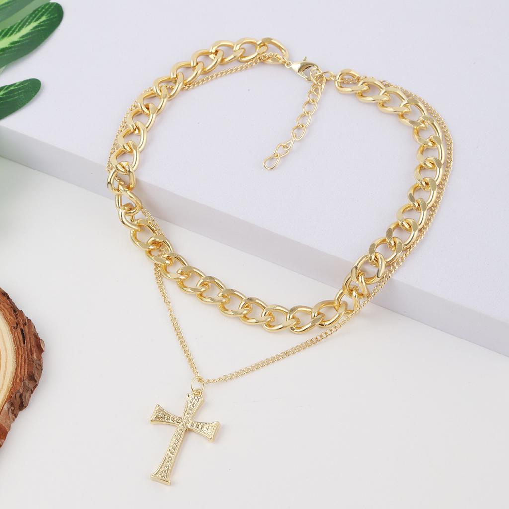 Hip Hop Chain Double Layered Stacking Necklace Light Luxury Niche Design Cold Wind Net Red Hundred Matching Sweater Chain Collarbone Chain Female