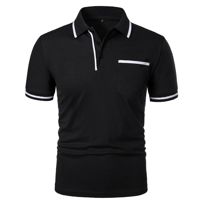 Summer Men's Short Sleeve Polo Shirts Solid Color Casual Tshirt Trendy Breathable Loose Basic Splice Top Pockets Men Shirts